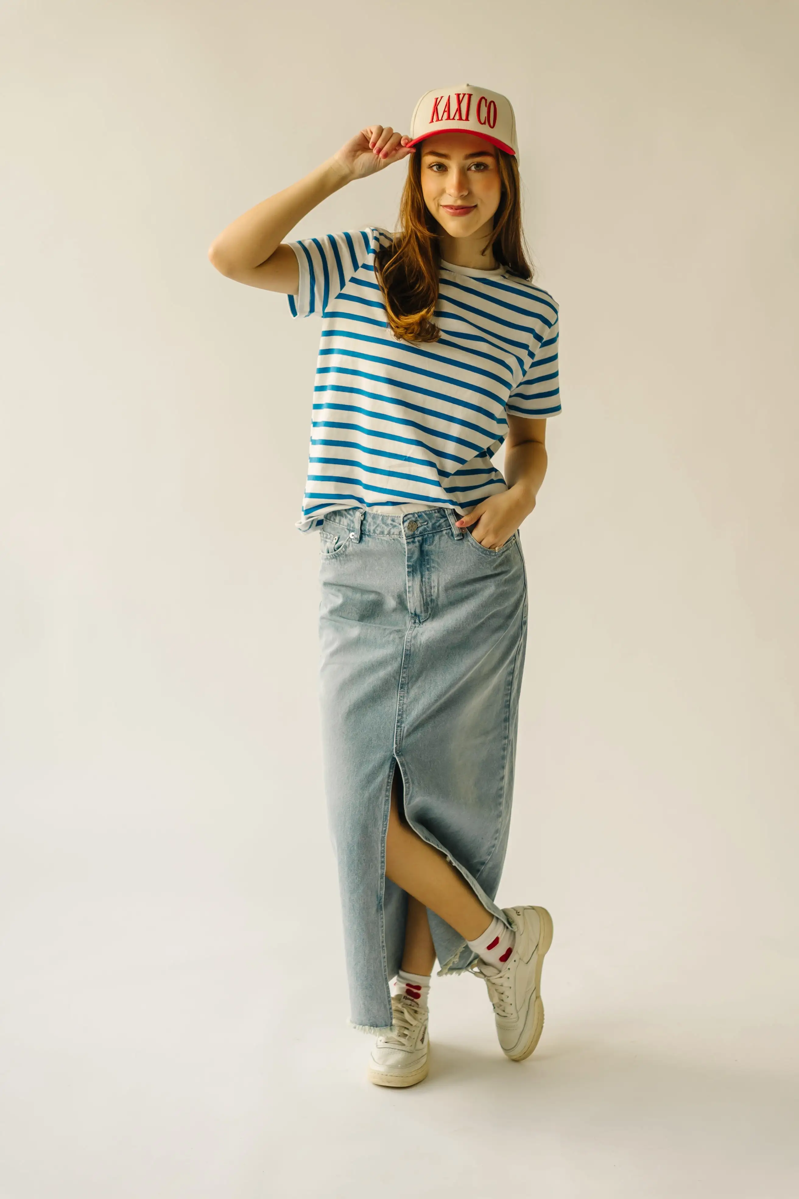 The Abbott Crew Striped Tee in Blue