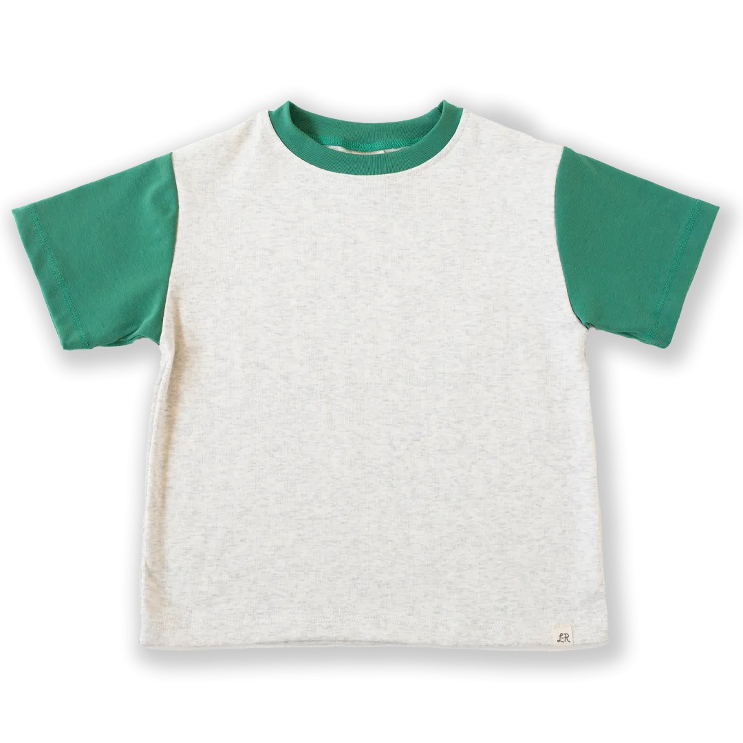 Treetop and Heathered Cream Drop Shoulder Tee