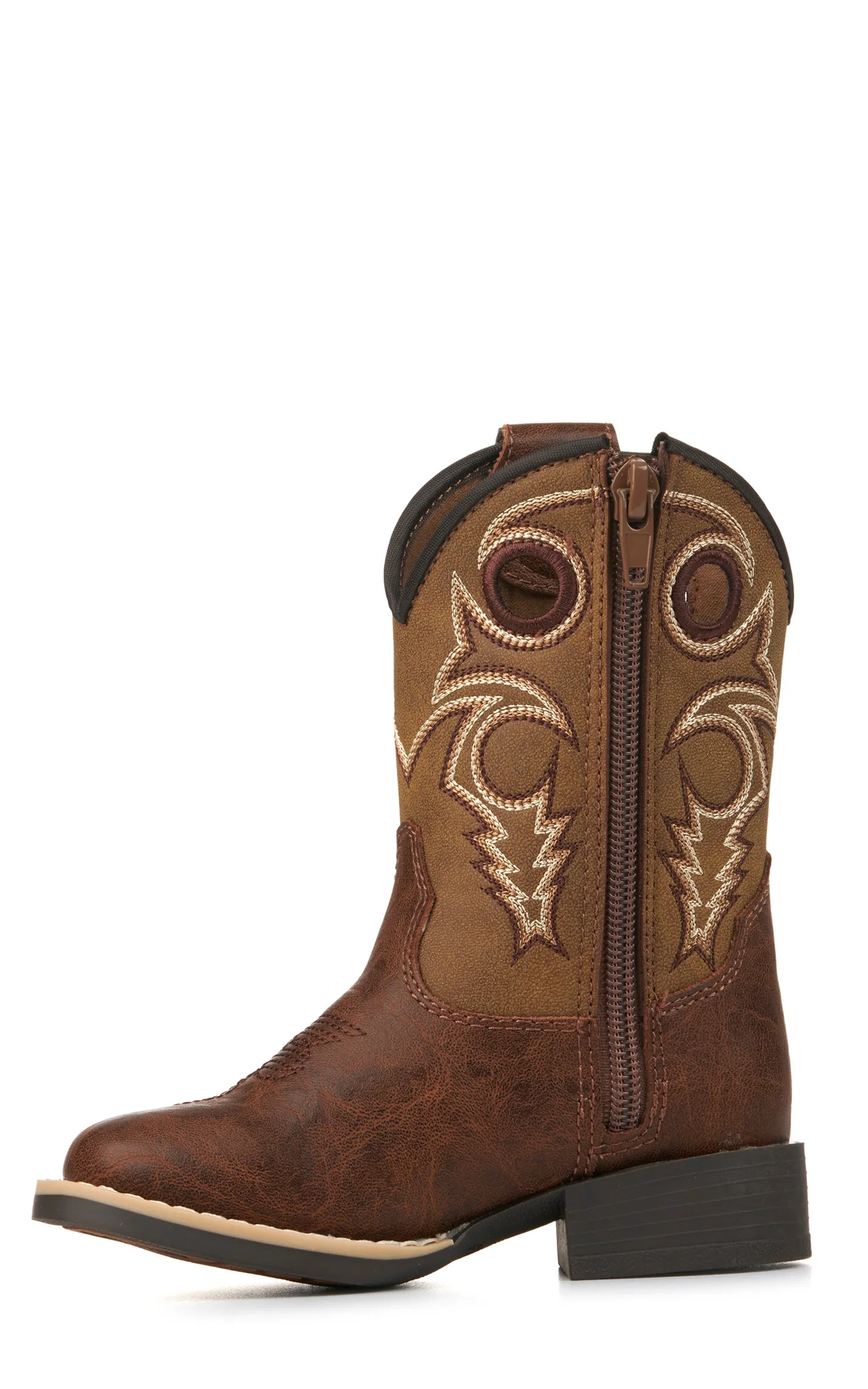 Twister Toddler Jasper Brown and Tan Wide Square Toe Cowboy Boots