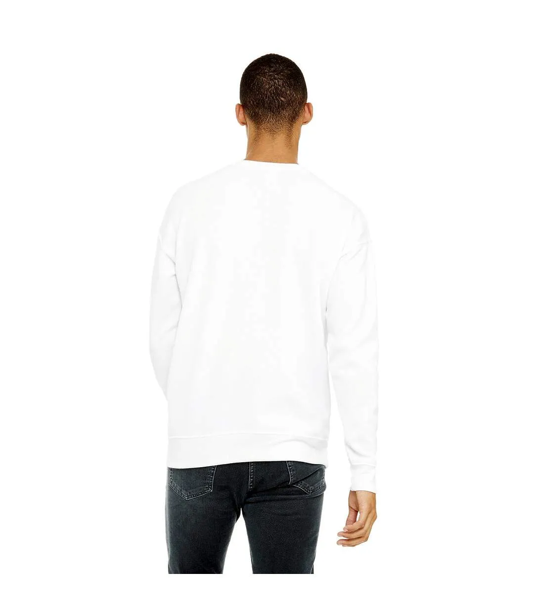 Unisex adult fleece drop shoulder sweatshirt white Bella + Canvas