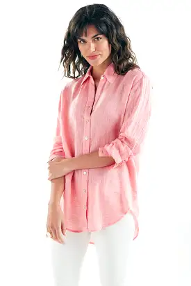 Washed Linen Monica Shirt Coral