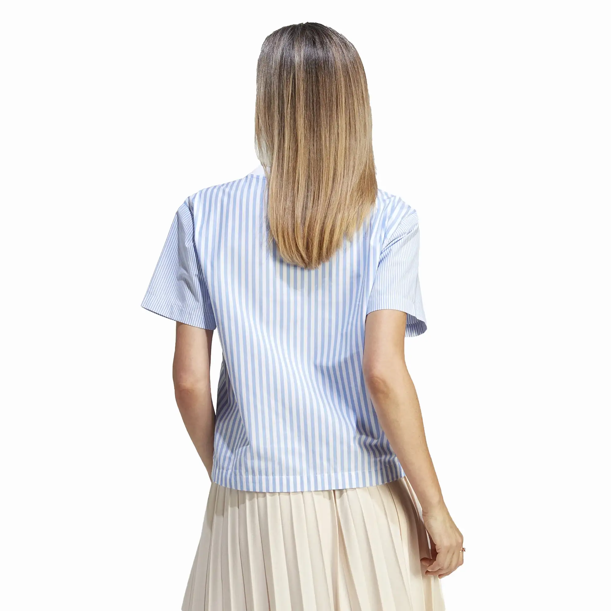 WMN'S PREMIUM ESSENTIALS POPLIN TEE 'WHITE/BLUE'