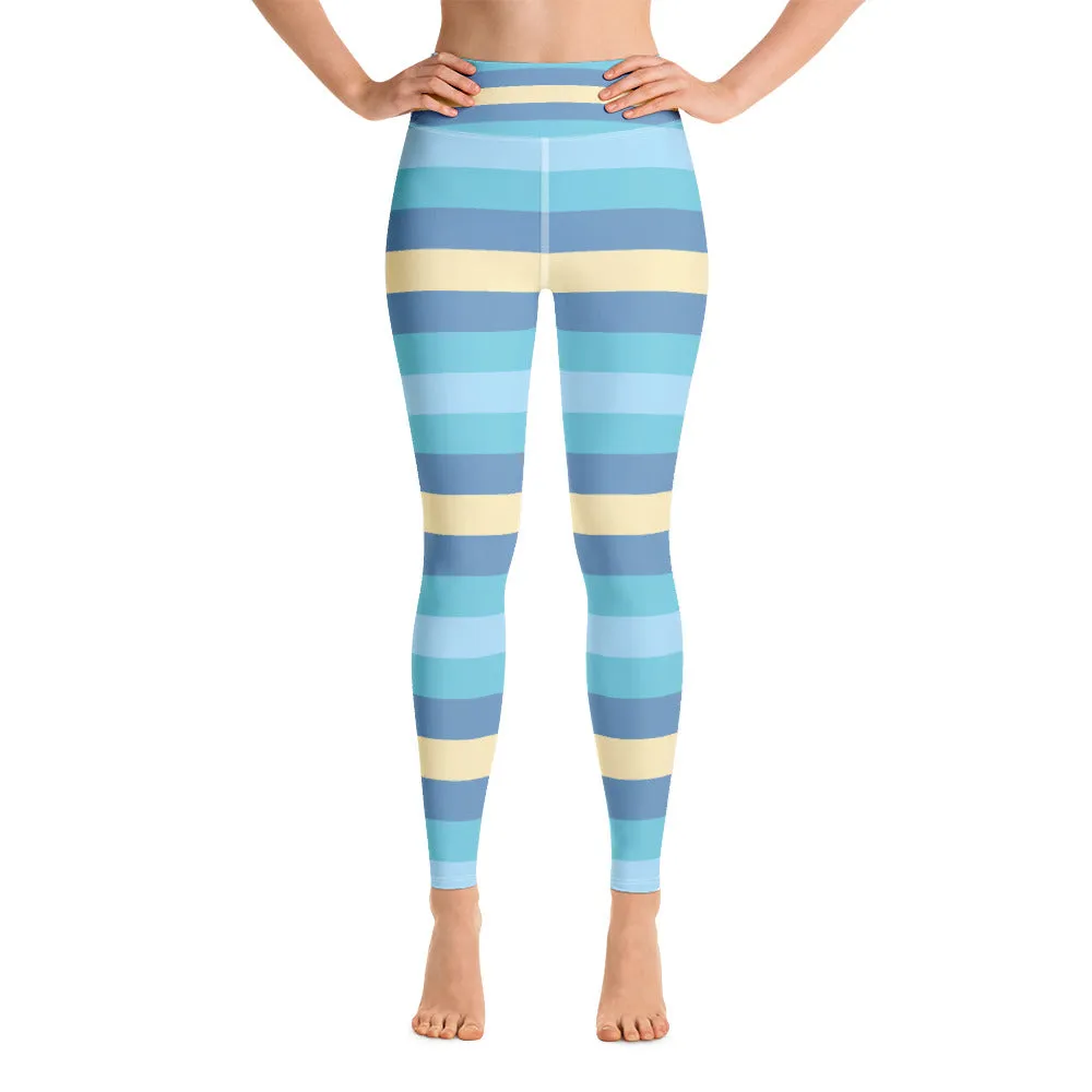 Women's High Waist Striped Jersey Shore Leggings Tights