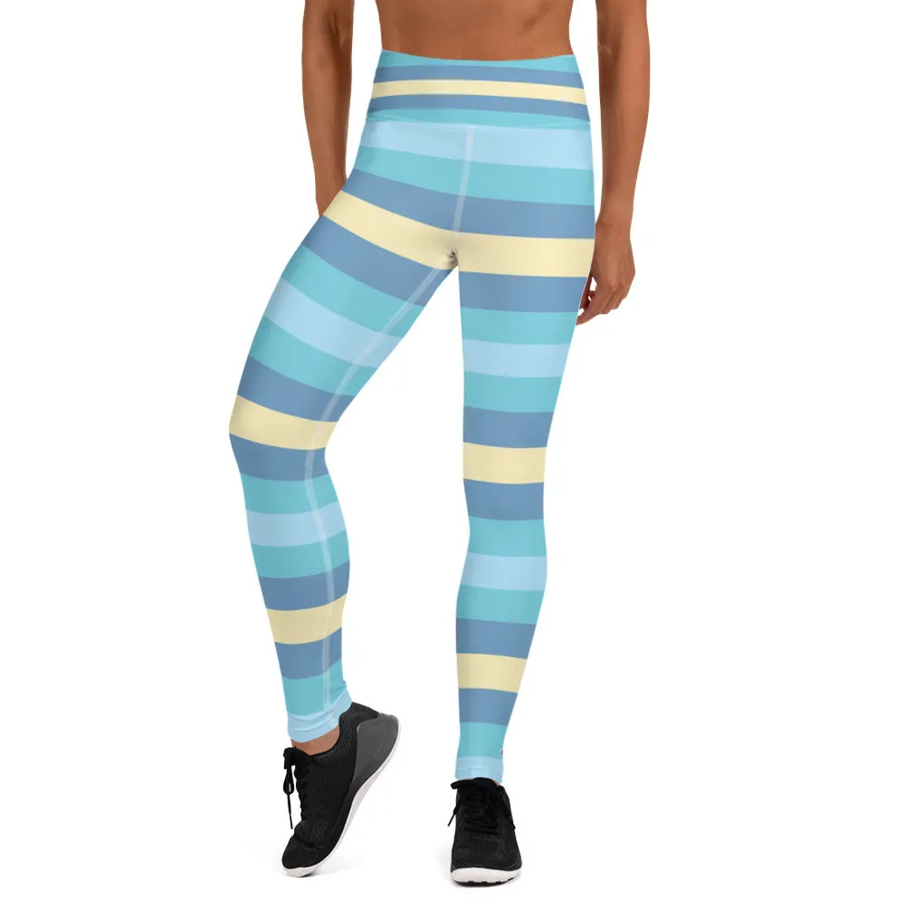 Women's High Waist Striped Jersey Shore Leggings Tights