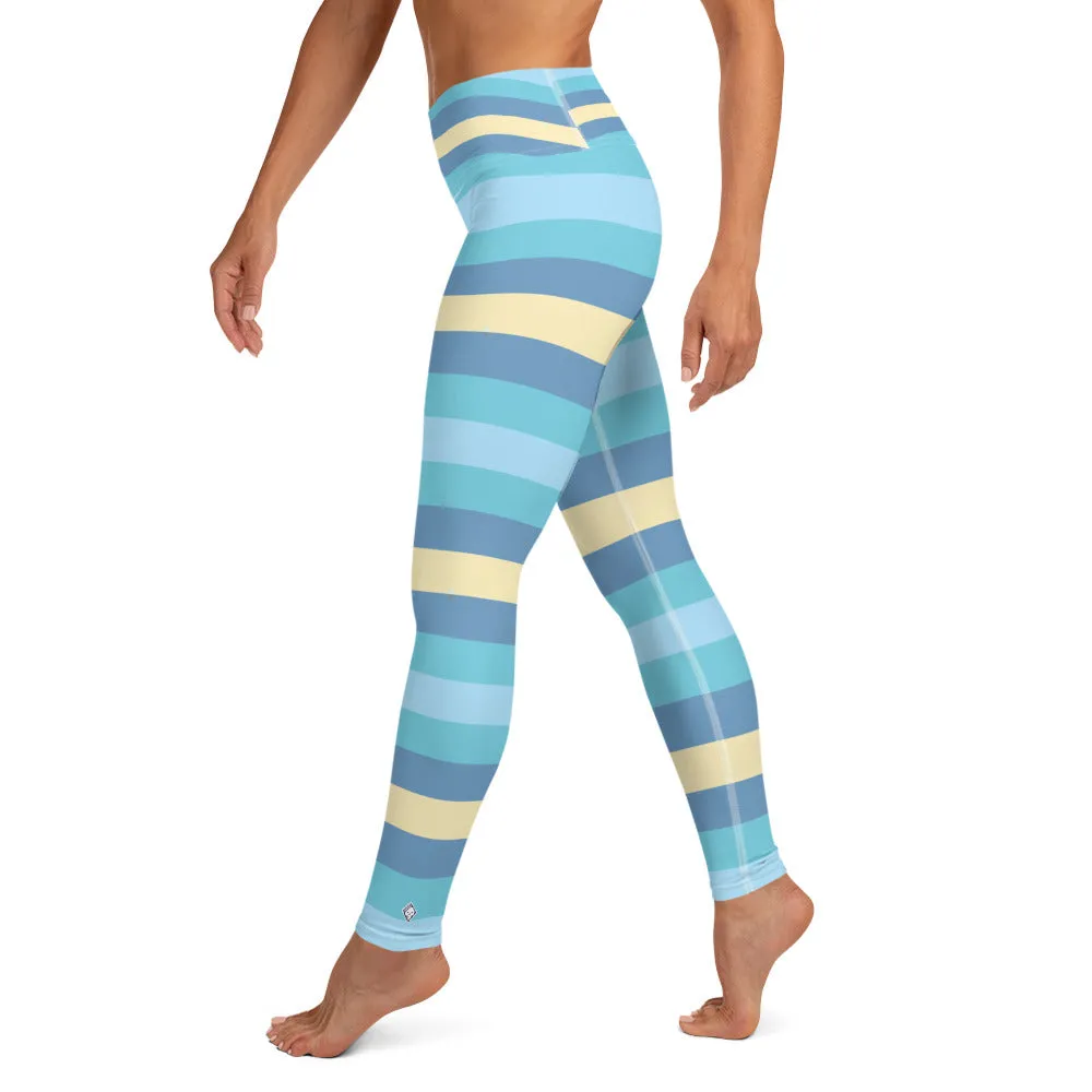 Women's High Waist Striped Jersey Shore Leggings Tights