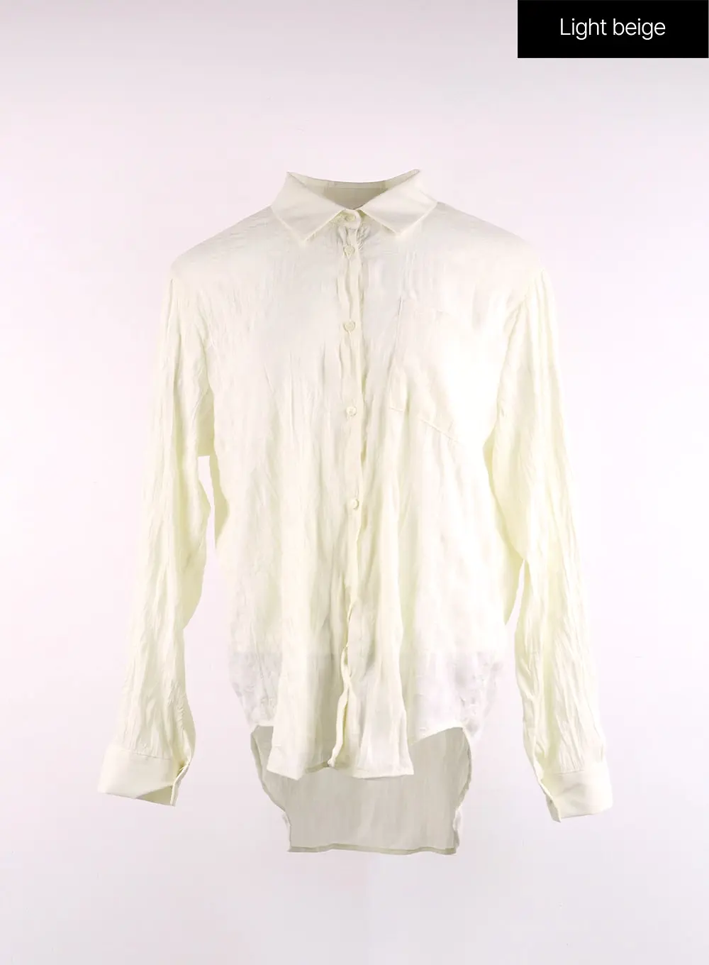 Wrinkled Button Long Sleeve Blouse CJ425